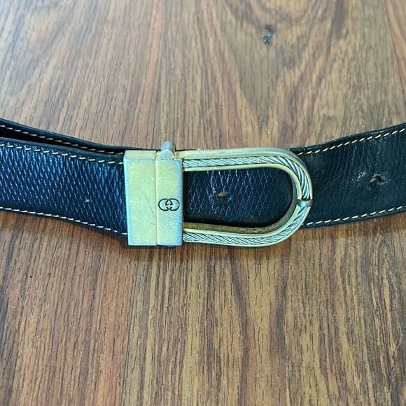 Vintage Gucci black men's leather belt size 40 - Picture 1 of 7